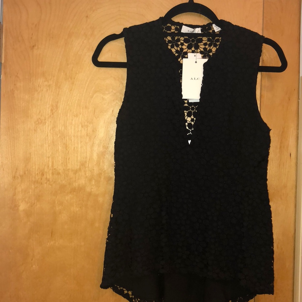 ALC BRAND NEW v neck black flower lace blouse